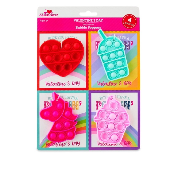 Valentine’s Day Fidget Bubble Popper & Card 4 Piece Party Favor Set, 2 Pack NWT - Picture 2 of 3